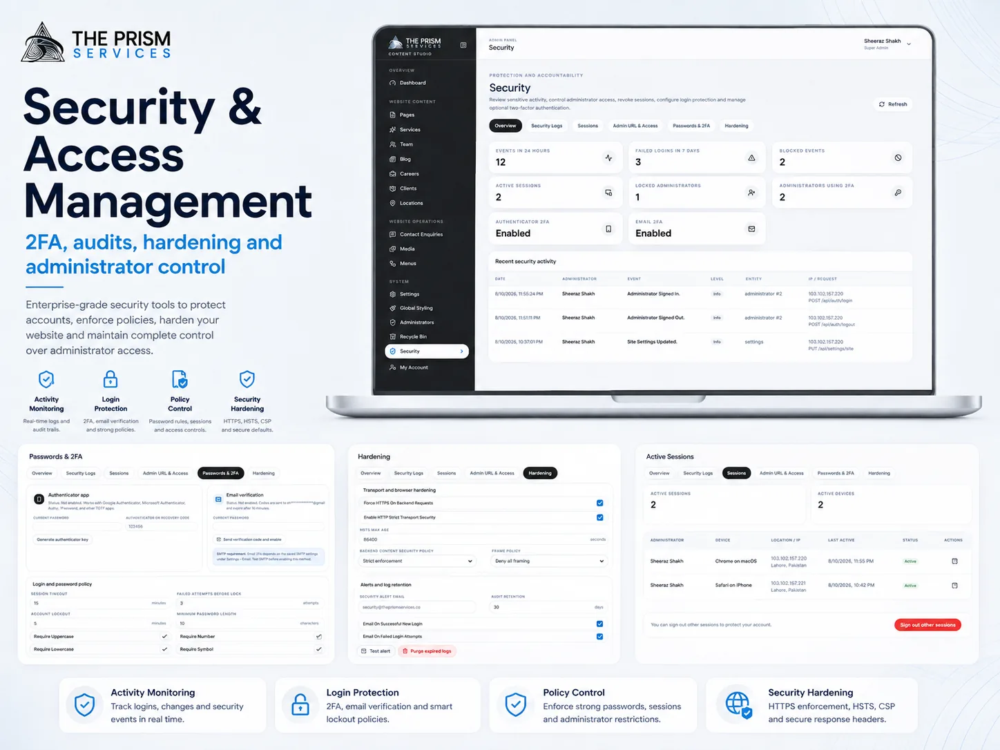 The Prism Services — Corporate Website & Admin Panel project view 4