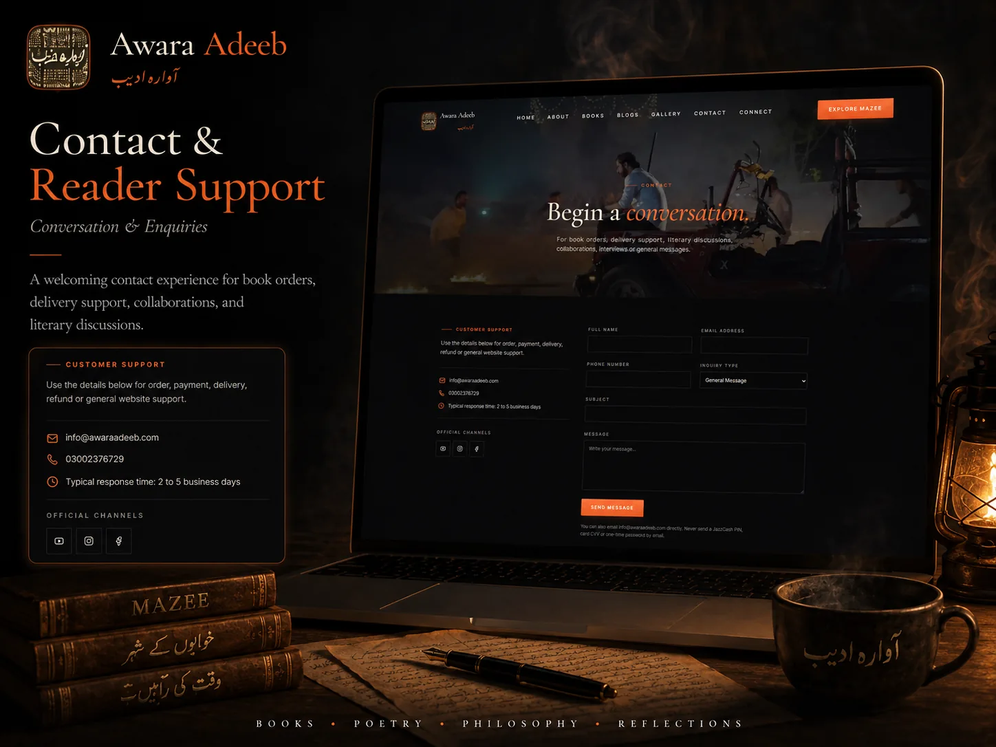 Awara Adeeb — Author Website & Digital Literary Platform project view 5