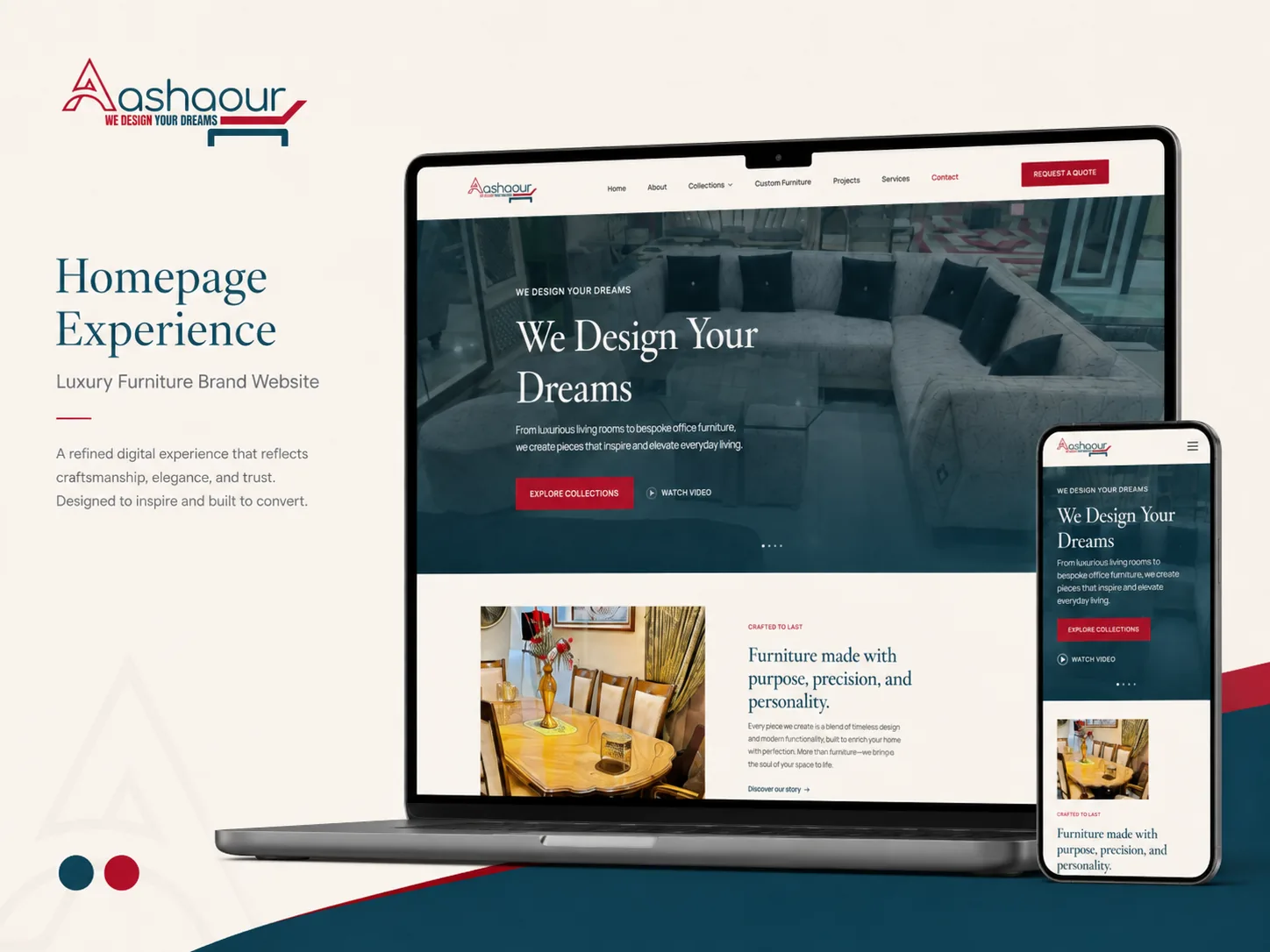 Aashaour — Furniture & Interior Solutions Website project view 1