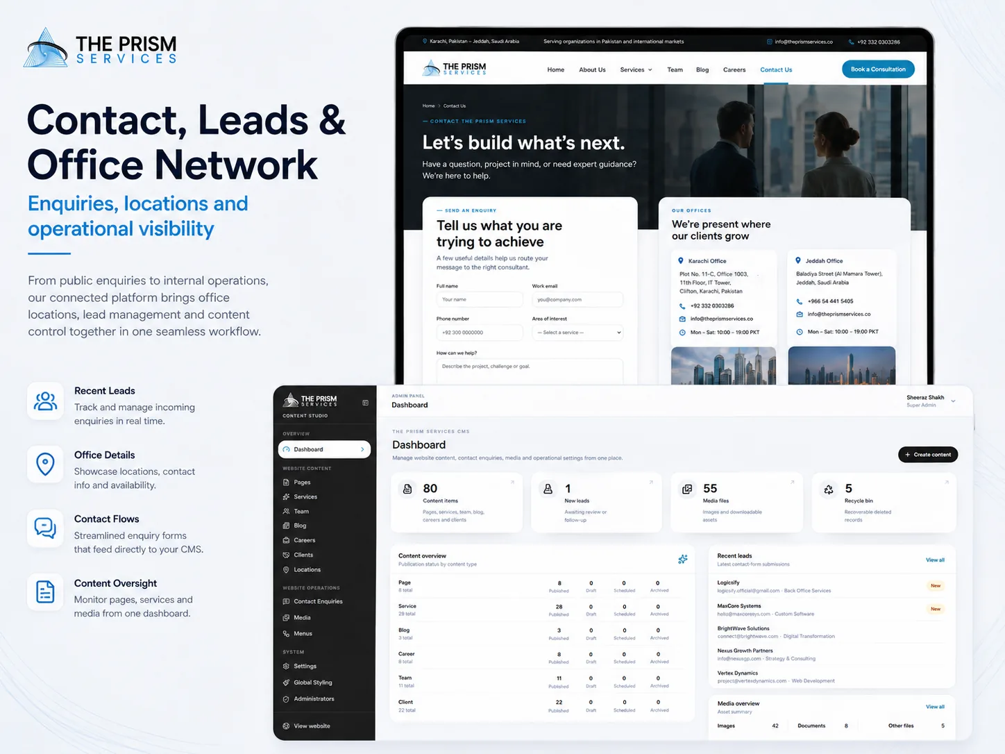 The Prism Services — Corporate Website & Admin Panel project view 2
