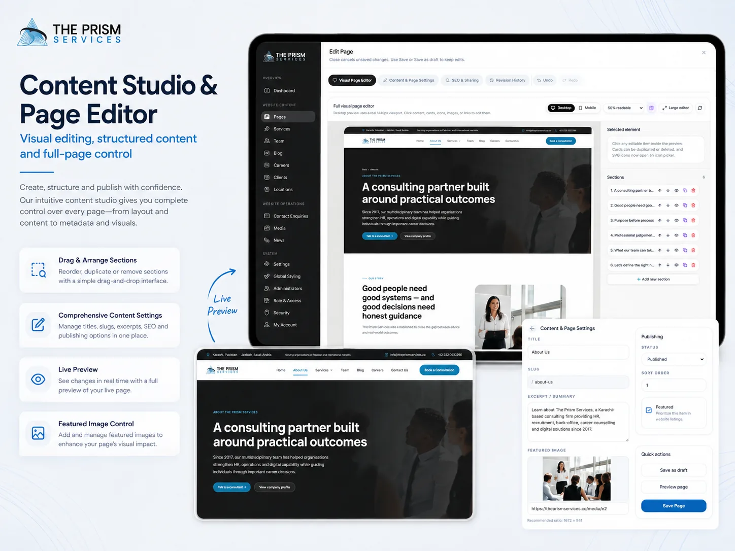 The Prism Services — Corporate Website & Admin Panel project view 6