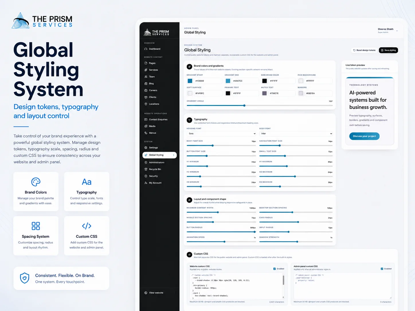 The Prism Services — Corporate Website & Admin Panel project view 3